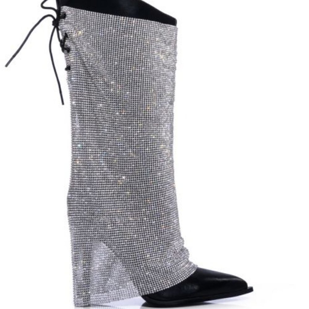 AZALEA WANG " TAKE COVER " EMBELLISHED STILETTO BOOT / BLACK (BRAND NEW !!!! - Picture 4 of 10